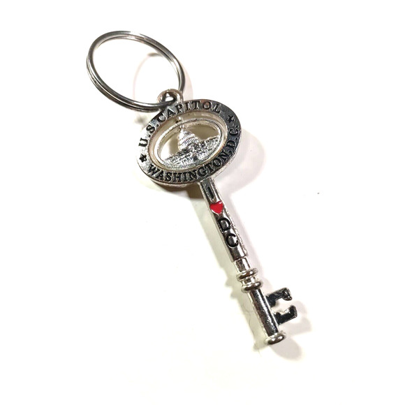 U.S. Capitol Washington Key Silver Tone Keychain Spinner - Picture 3 of 3
